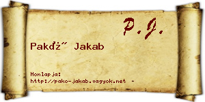 Pakó Jakab névjegykártya